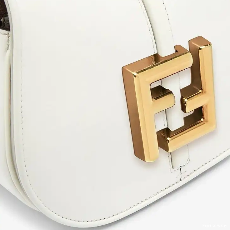 Vintage HOT Fendi C'mon Bag Mini Calf In White Leather 0629